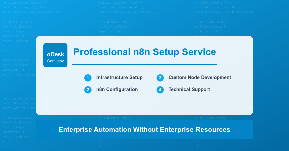 oDesk Team n8n Setup Service: Enterprise Automation for Teams Without Enterprise Resources